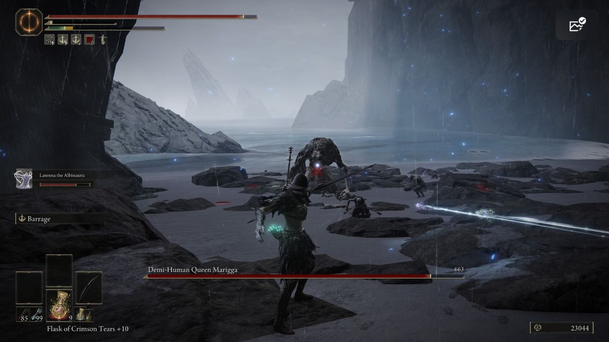 Elden Ring Shadow of the Erdtree Star-Lined Sword - Player fighting Demi-Human Queen Marigga