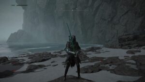 Elden Ring Shadow of the Erdtree Star-Lined Sword - Player holding sword while on beach