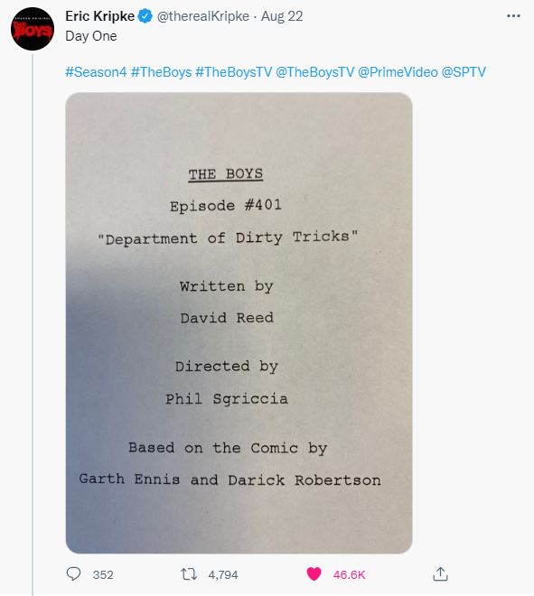 The Boys Season 4 Shooting Script