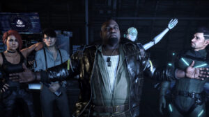 Exoprimal on Steam: Members of the Hammerhead squad stand together.