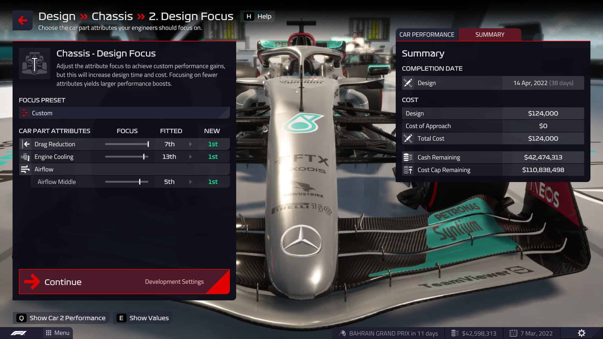 F1 Manager 22 Car Part Development Design Focus
