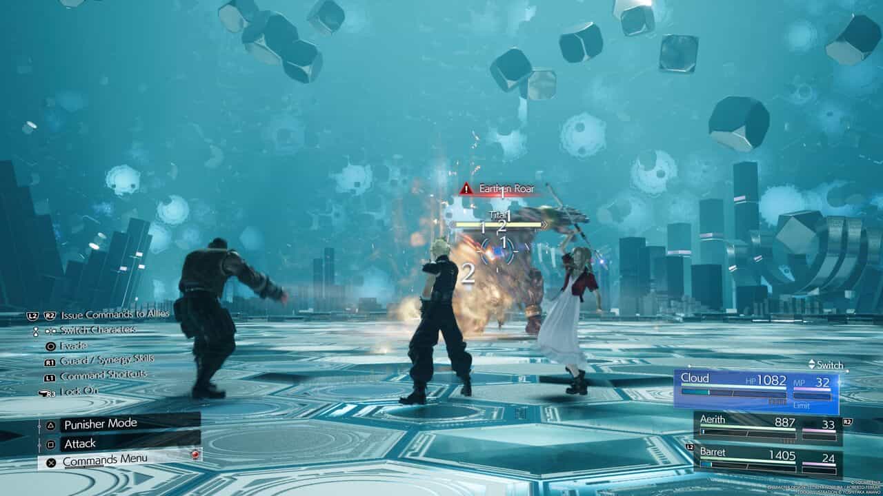 Final Fantasy XIV screenshot showcasing a FF7 Rebirth level-up moment.
