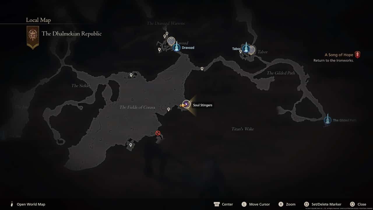 Final Fantasy 16 Notorious Marks locations: Soul Stingers location on map.