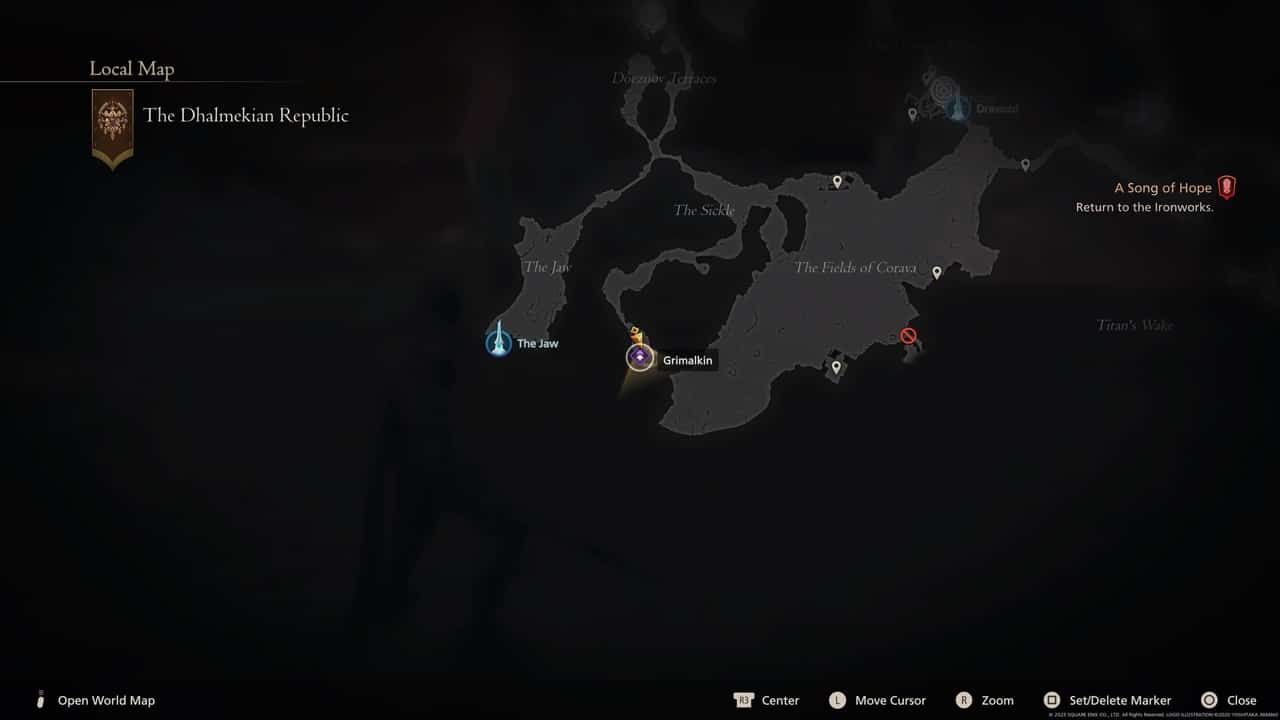 Final Fantasy 16 Notorious Marks locations: Grimalkin location on map.