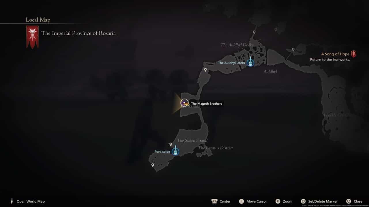 Final Fantasy 16 Notorious Marks locations: The Mageth Brothers location on map.