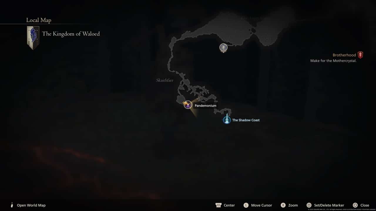 Final Fantasy 16 Notorious Marks locations: Pandemonium location on map.