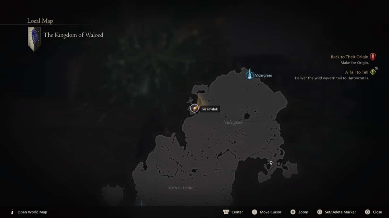 Final Fantasy 16 Notorious Marks locations: Gizamaluk location on map.
