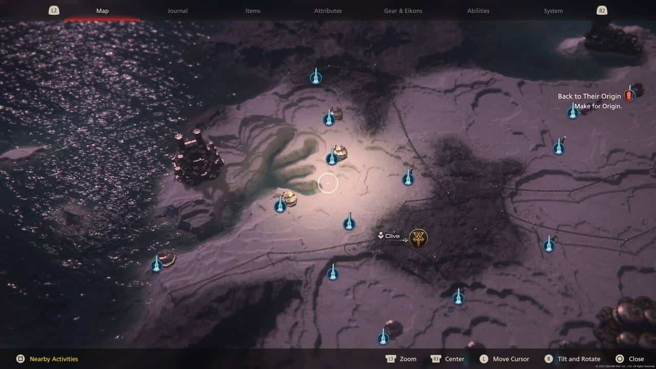 Final Fantasy 16 Obelisk locations: Rosaria on map.