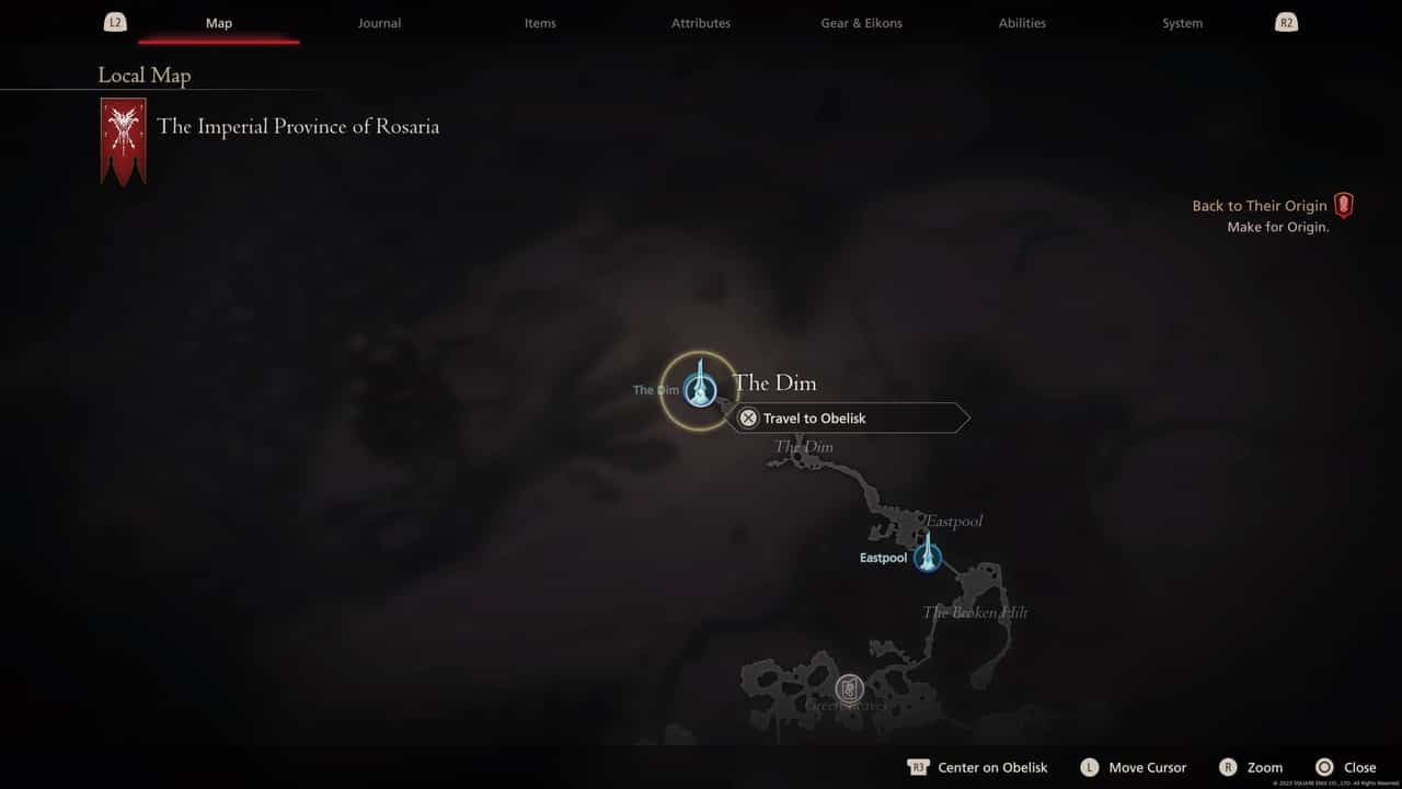 Final Fantasy 16 Obelisk locations: The Dim on map.