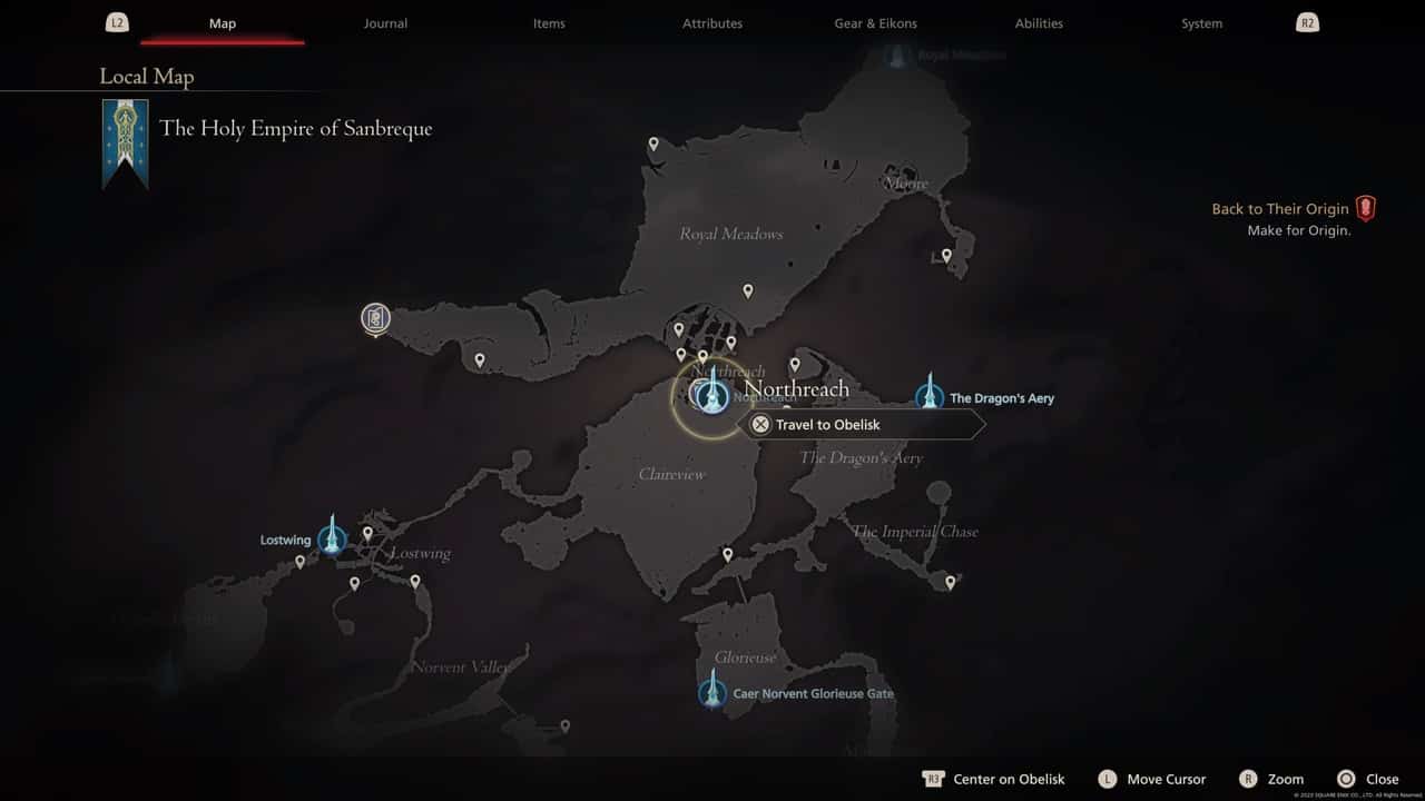 Final Fantasy 16 Obelisk locations: Northreach on map.