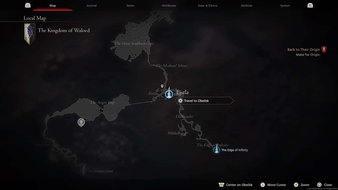 Final Fantasy 16 Obelisk locations: Eistla on map.