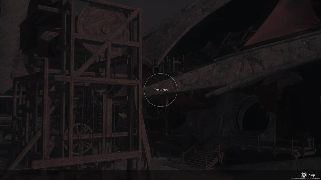 How to skip cutscenes in Final Fantasy 16: skipping cutscene in pause menu.