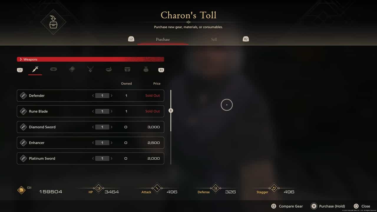 How to get gil fast in Final Fantasy 16: Charon's Toll shop at The Hideaway.