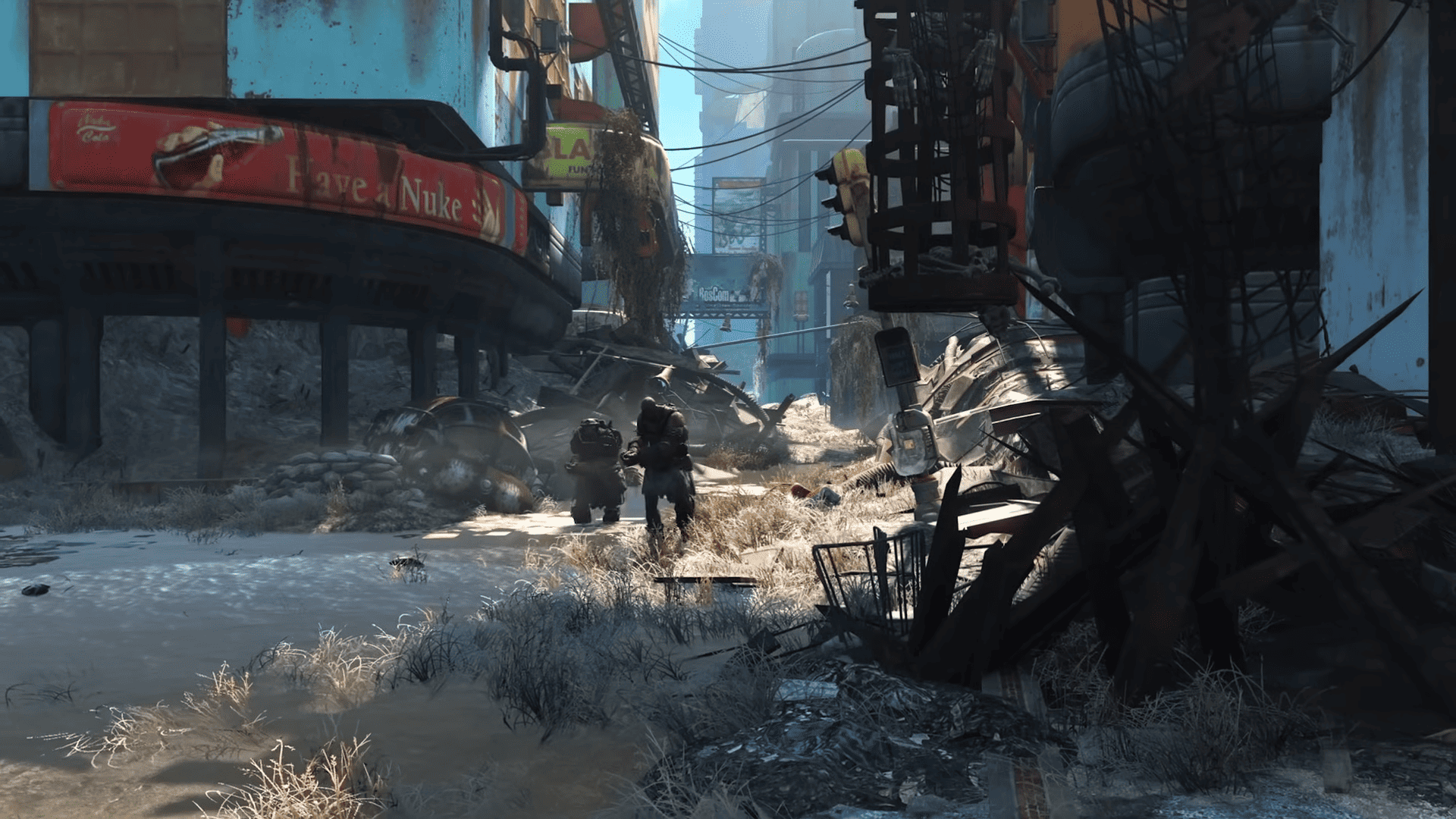 Fallout 5 release date: Image of Fallout 4 taken from the launch trailer showing a ruined street