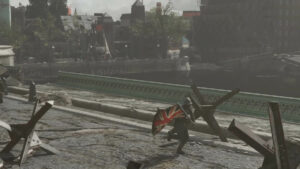 a tommy running across the screen from the Fallout London mod.