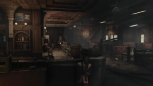 Fallout London Specials: An image of a London dive bar recreated in a game.