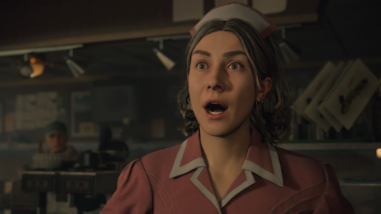 Alan Wake 2 Lunchbox locations: Rose looking shocked in the Oh Deer Diner.