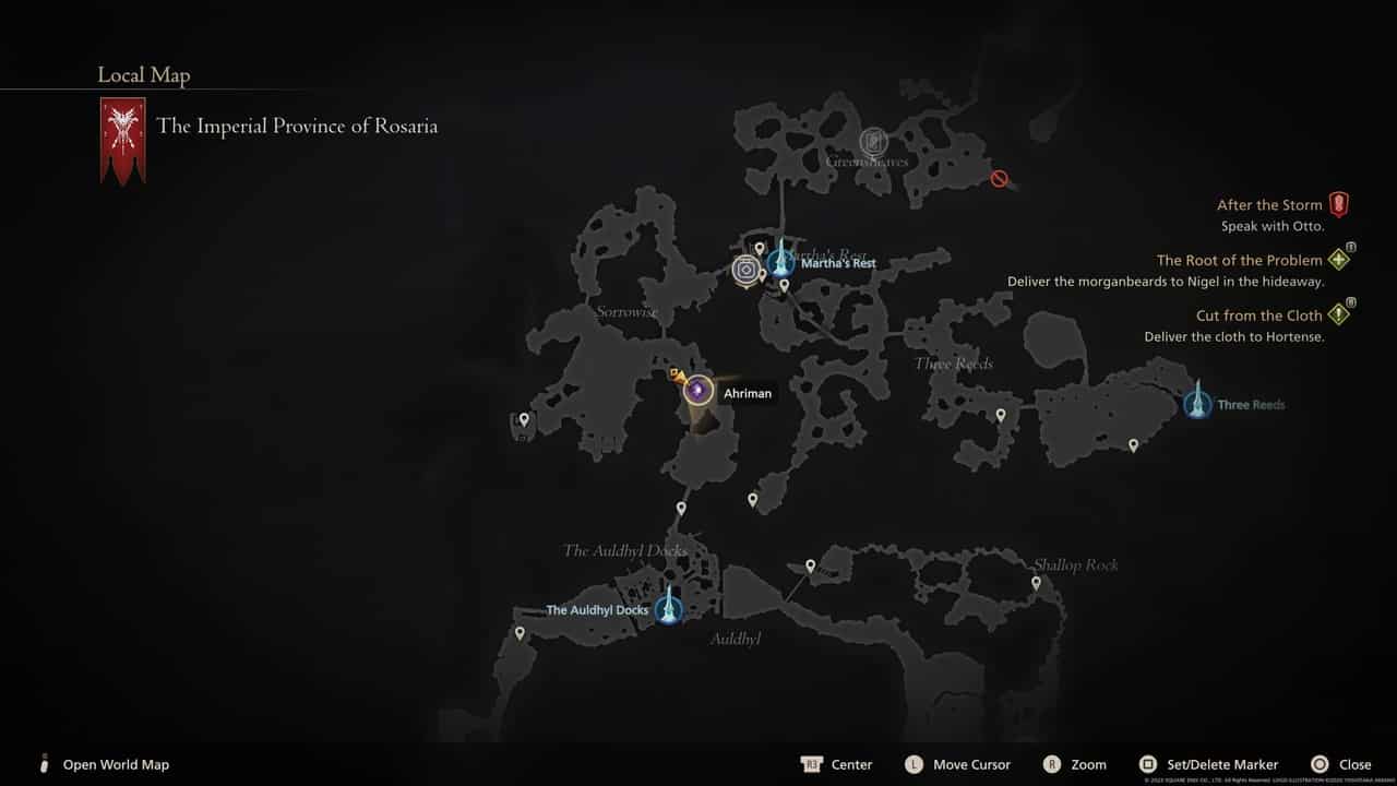 Final Fantasy 16 Notorious Marks locations: Ahriman location on map.