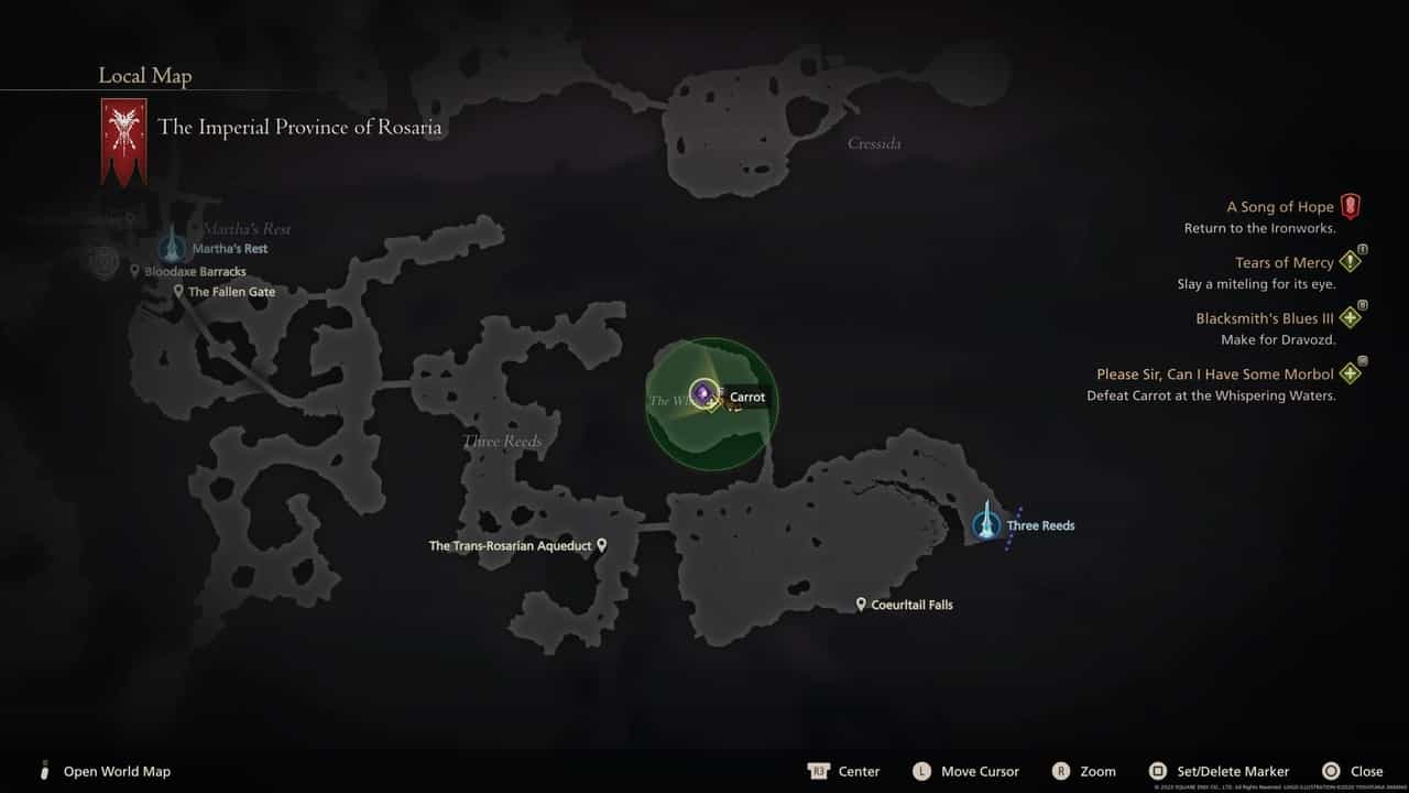 Final Fantasy 16 Notorious Marks locations: Carrot location on map.