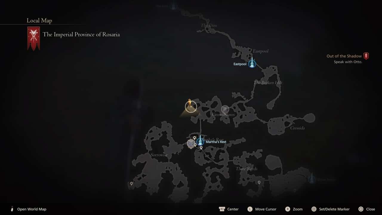 Final Fantasy 16 Notorious Marks locations: Sekhret location on map.
