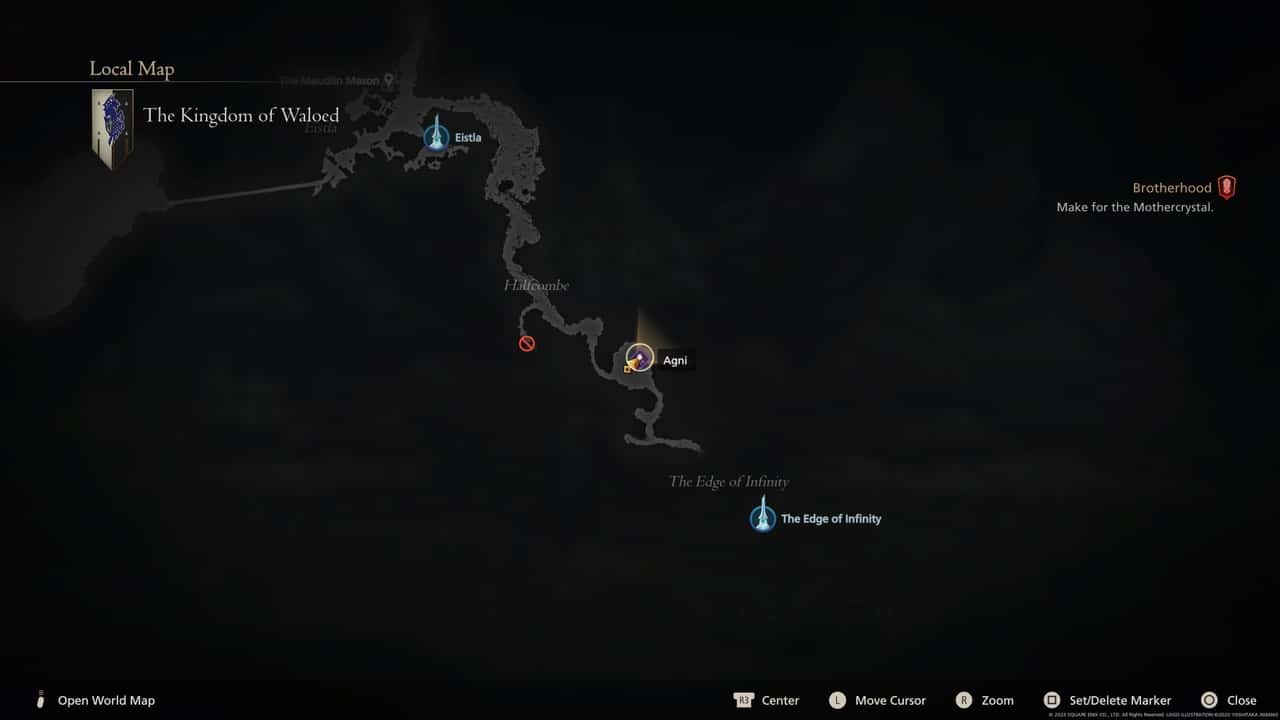 Final Fantasy 16 Notorious Marks locations: Agni location on map.