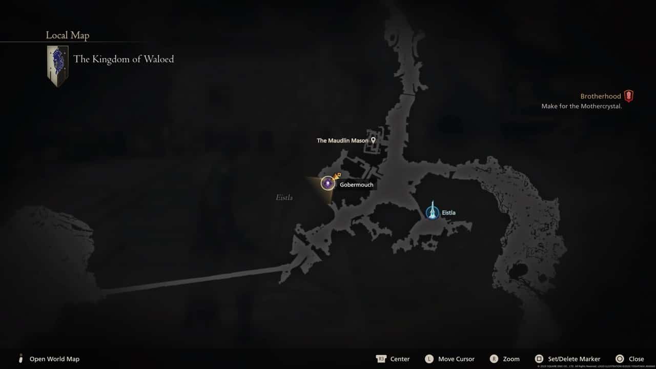 Final Fantasy 16 Notorious Marks locations: Gobermouch location on map.