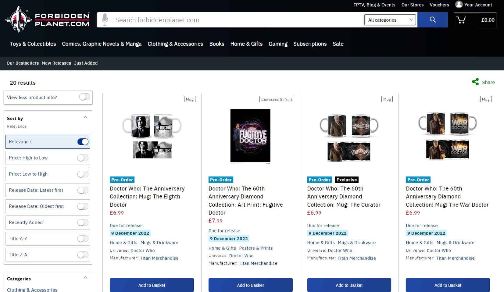 doctor who day 2022 forbidden planet merch 1