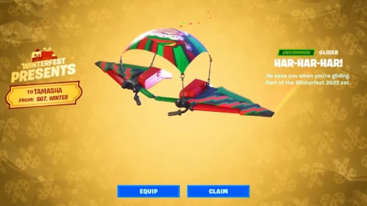 Fortnite Winterfest Gliders