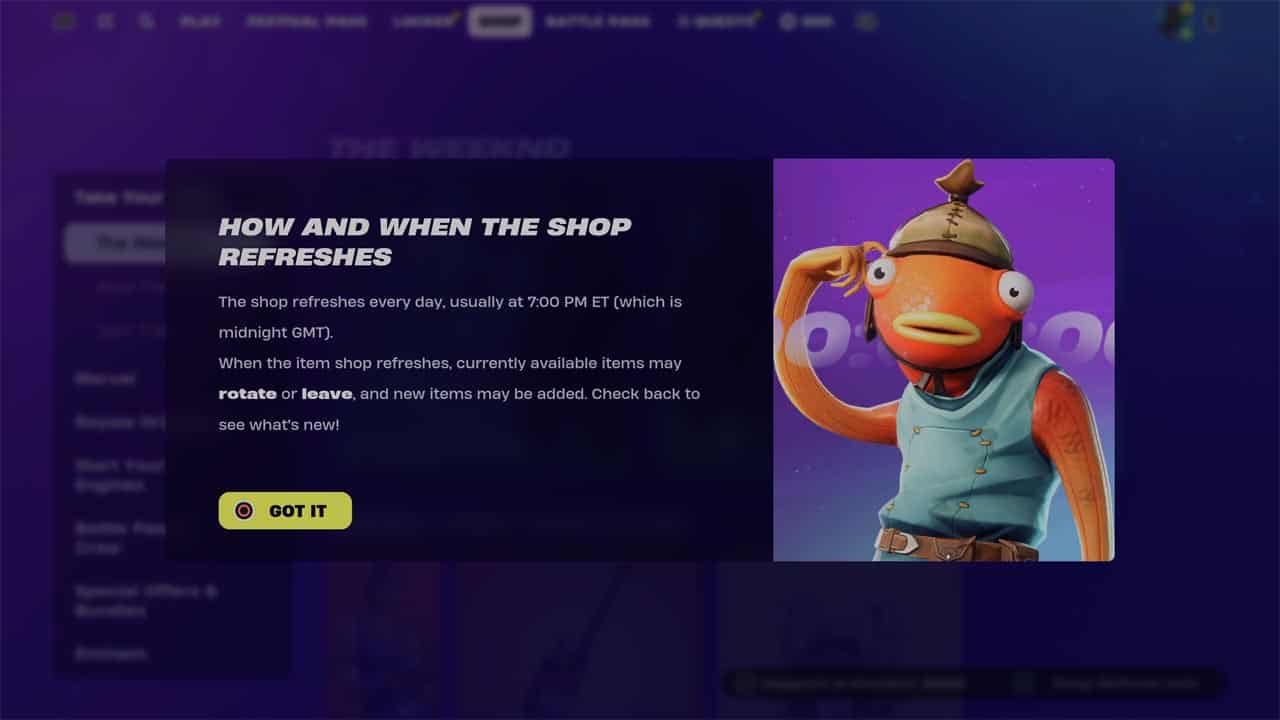 A screenshot showcasing the Fortnite item shop with exciting new changes.