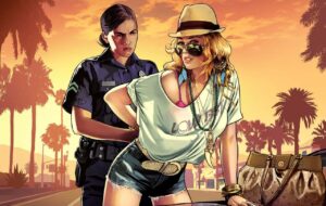 GTA 5 loading screen of police woman arresting female character