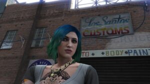 GTA Online sell vehicles: Player taking selfie in front of Los Santos Customs