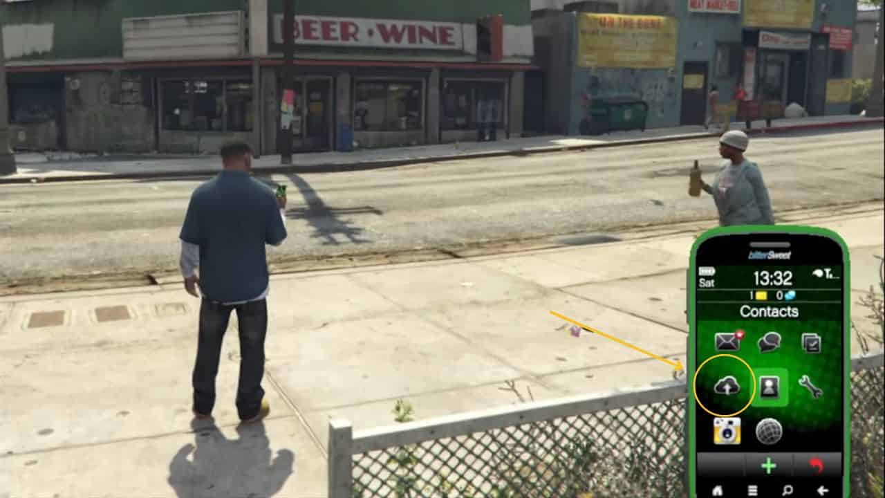 GTA V How to save: Franklin standing in street holding phone