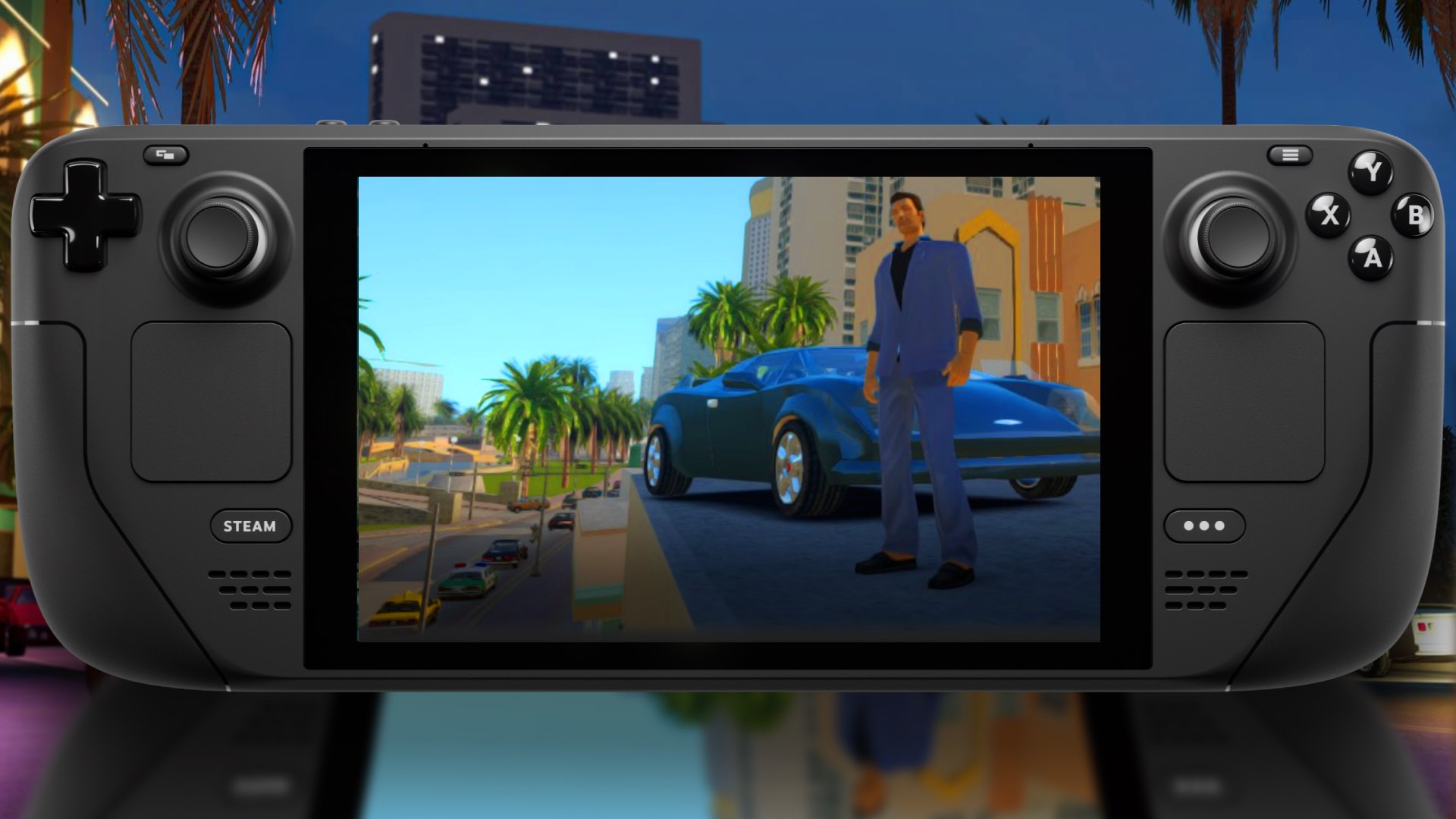 GTA Vice City Next-Gen Edition running on a Steam Deck