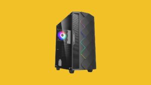 Gaming PC on yellow background