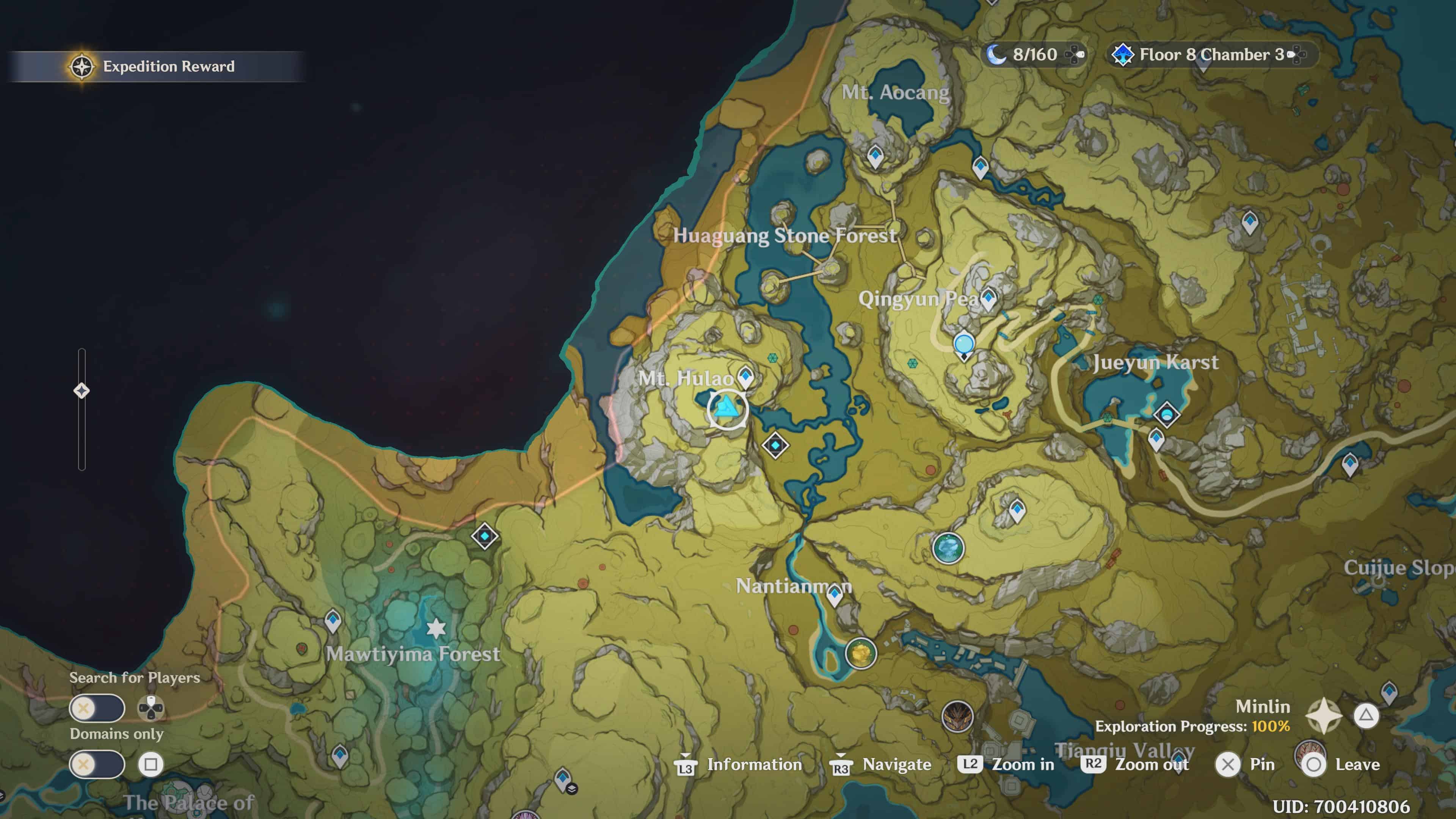 Genshin Impact - map showing an area of Liyue good for Cor Lapis