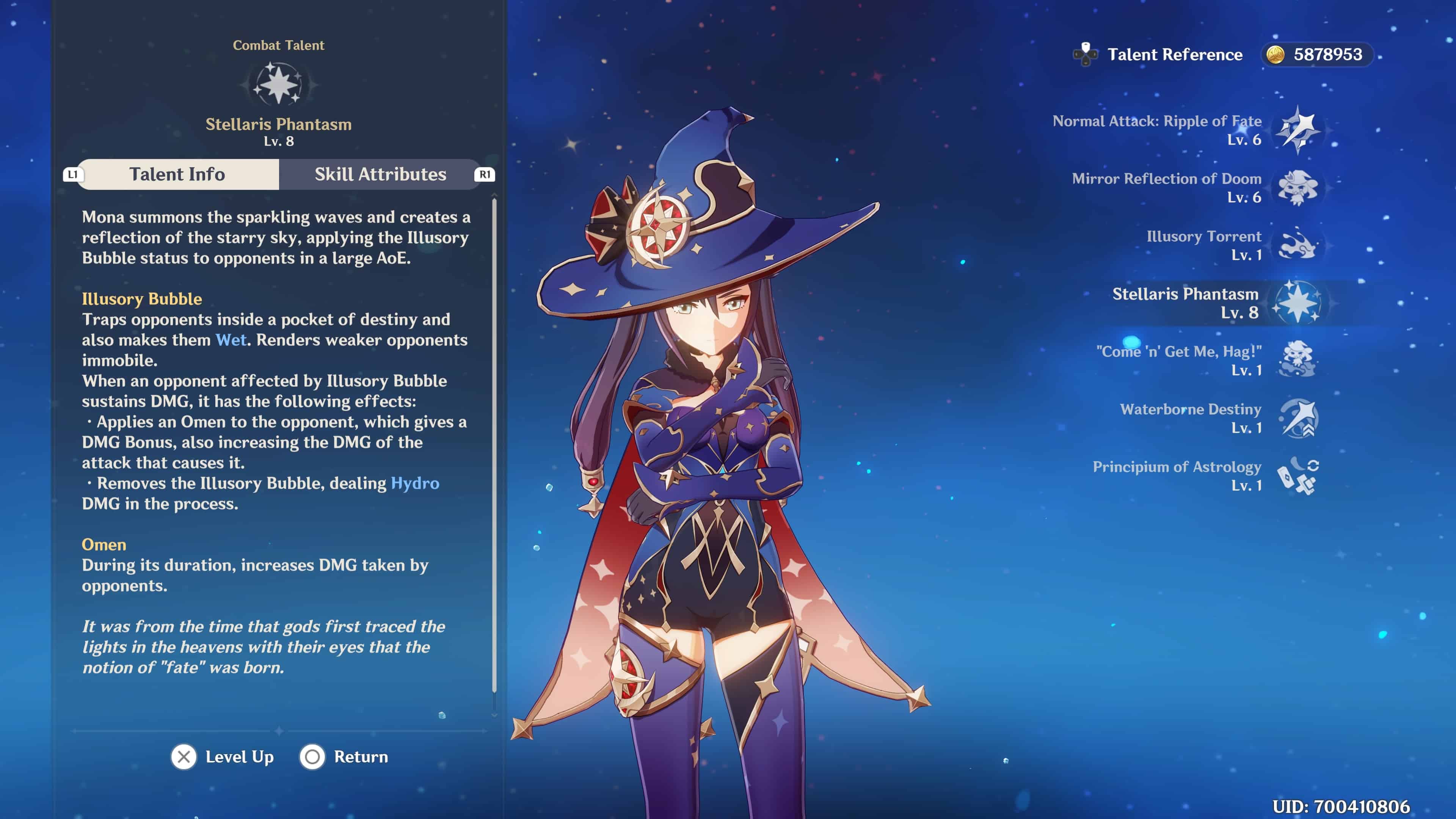 A screenshot of an anime character showcasing their best talent while wearing a blue hat.