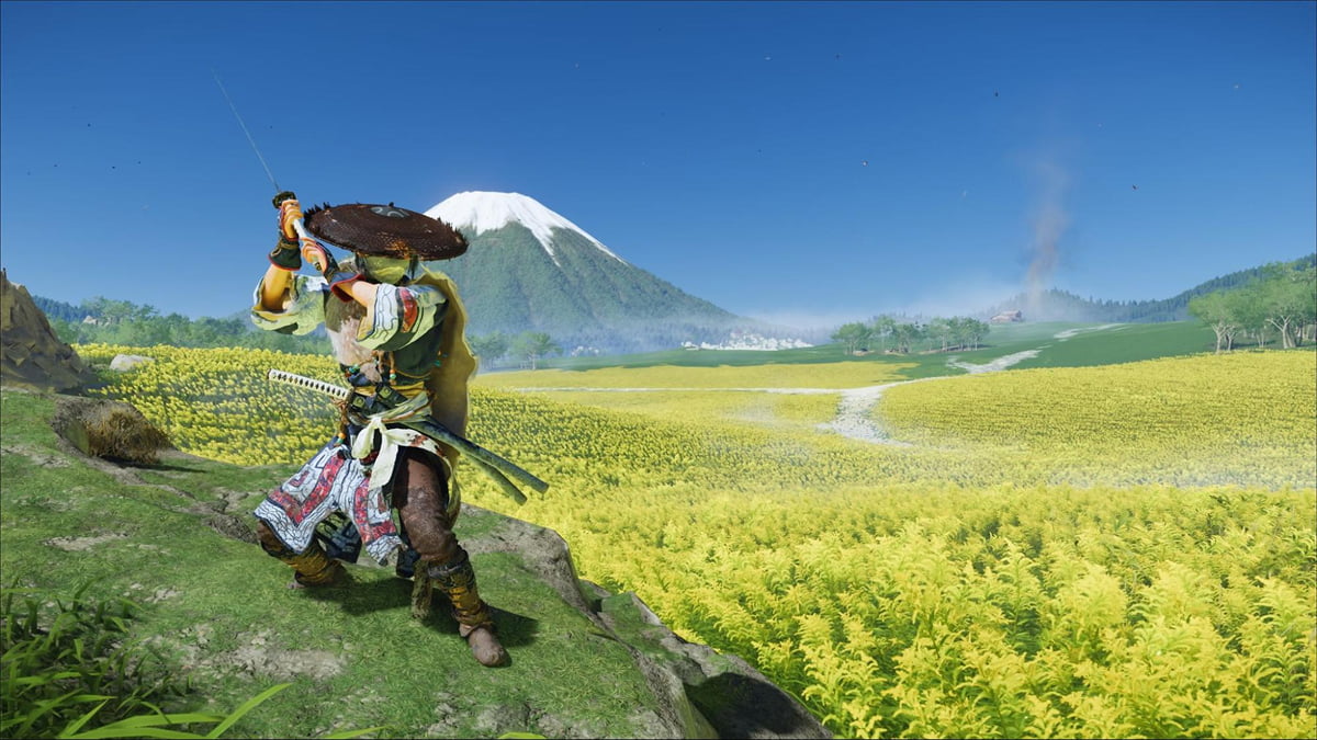 Samurai preparing for battle in Ghost of Yotei field