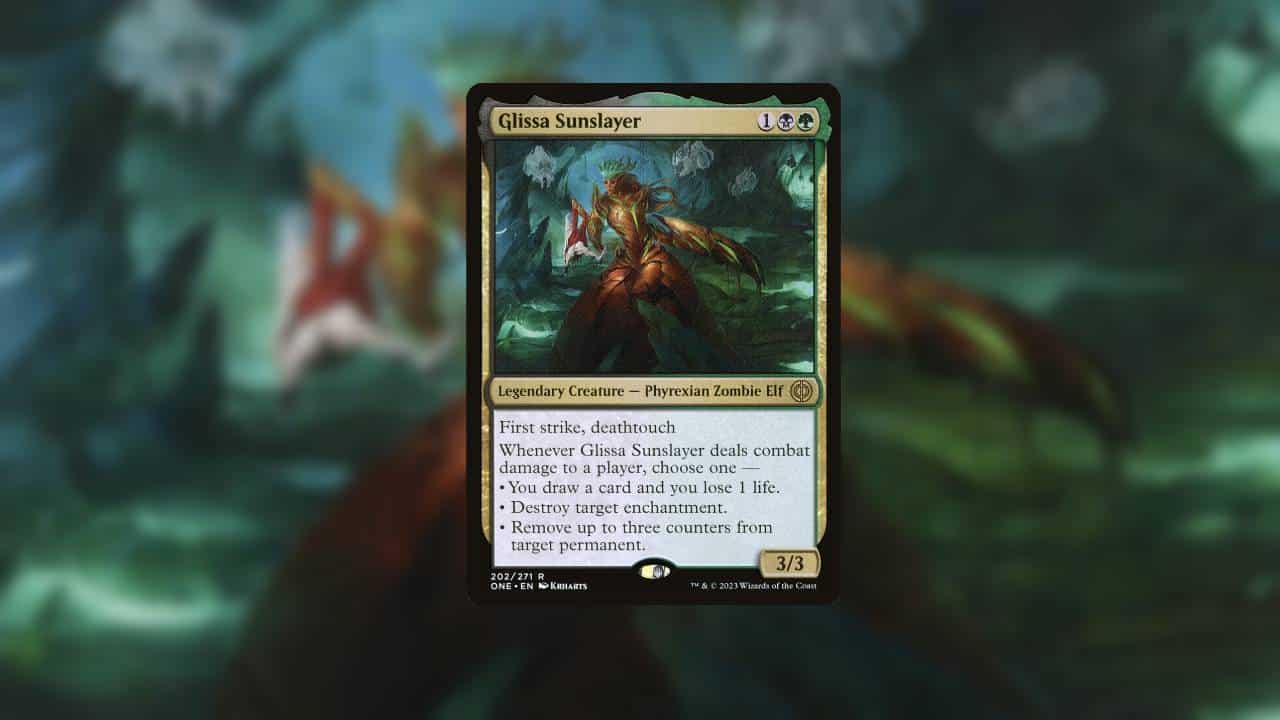 An image of a magic card with a tree in the background, depicting one of the best standard decks.