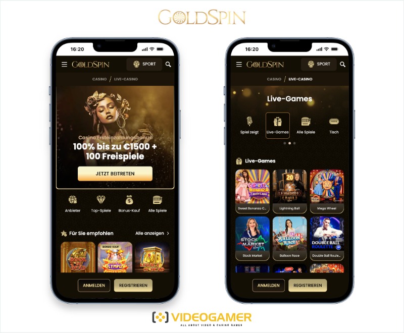 GoldSpin Casino mobile Version für Deutschland