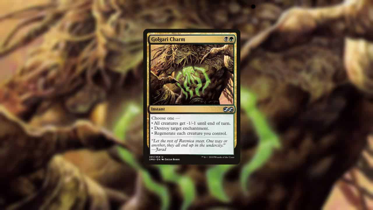 A Golgari Charm card in MTG. Image captured by VideoGamer.
