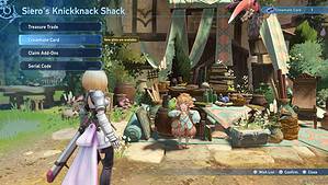 A screenshot of a character in a video game, featuring Crewmate Cards in Granblue Fantasy: Relink.