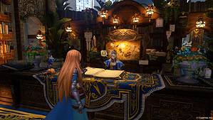 Katalina at the Quest Counter for Rolan jobs in Granblue Fantasy: Relink