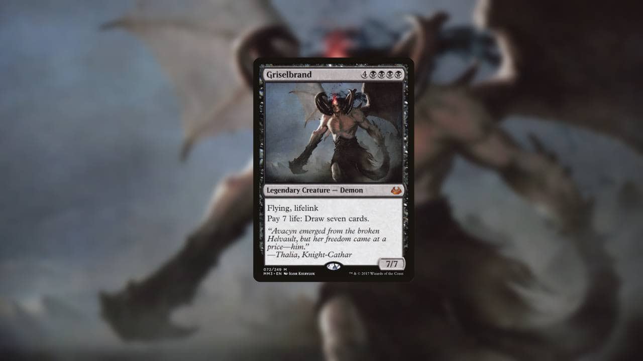 An image of a legendary card with a demon on it, considered one of the best creatures.