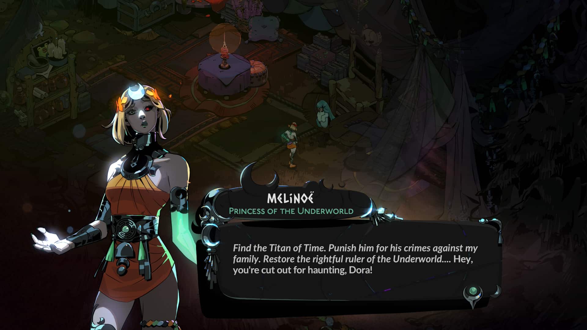 Melinoë in Hades 2 vowing to punish the Titan of Time and restore her family’s rule