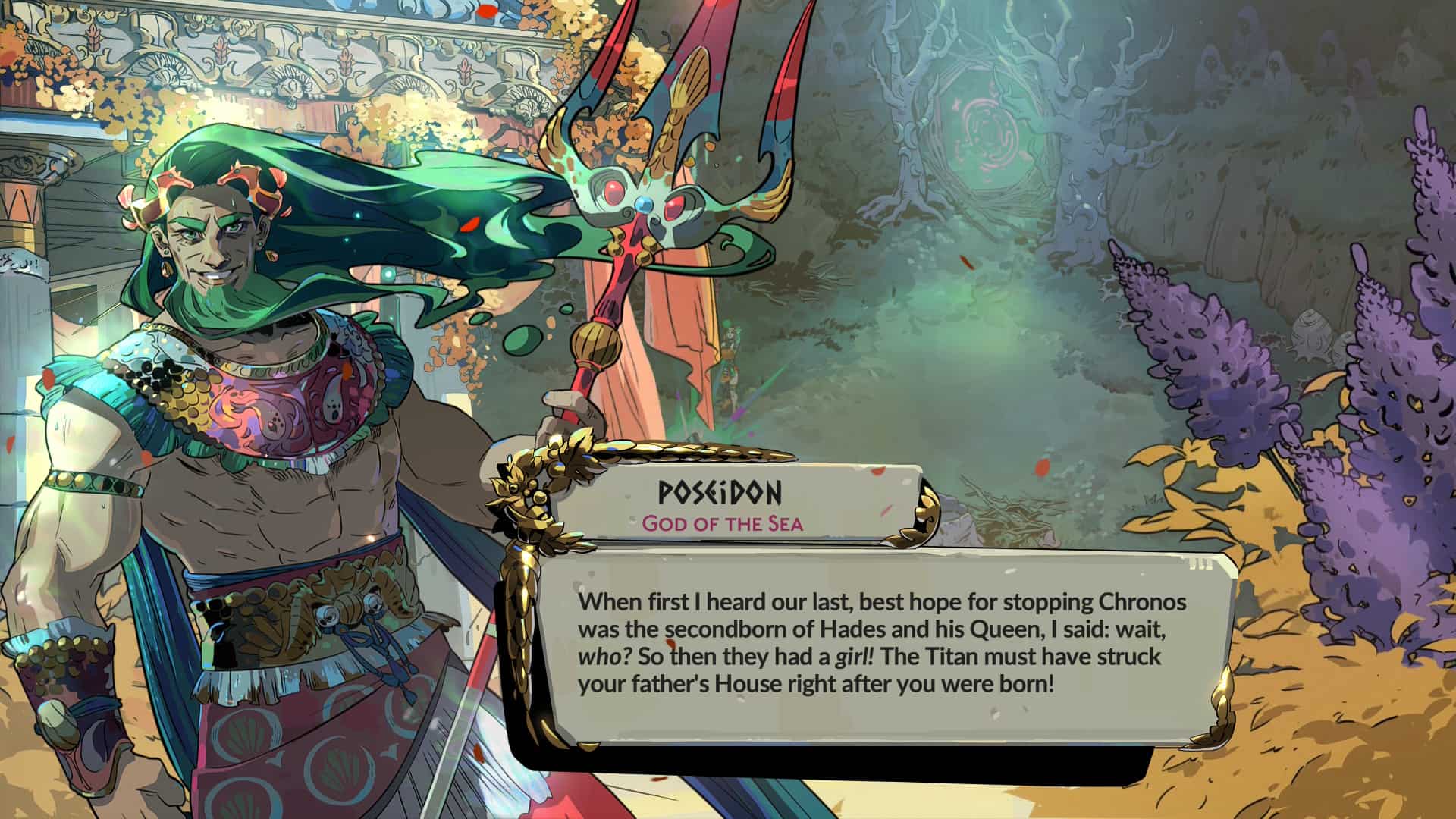 Poseidon appears in Hades 2, offering guidance and power to Melenoë