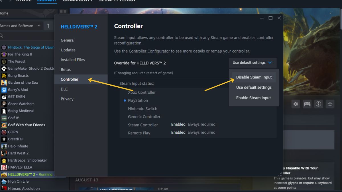 Helldivers 2 keeps crashing on PC - Player disabling controller input