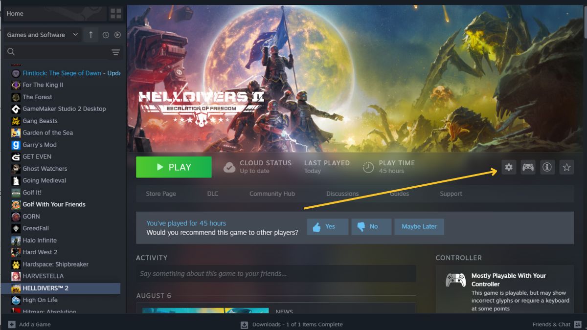 Helldivers 2 not launching on steam - Game Steam Menu