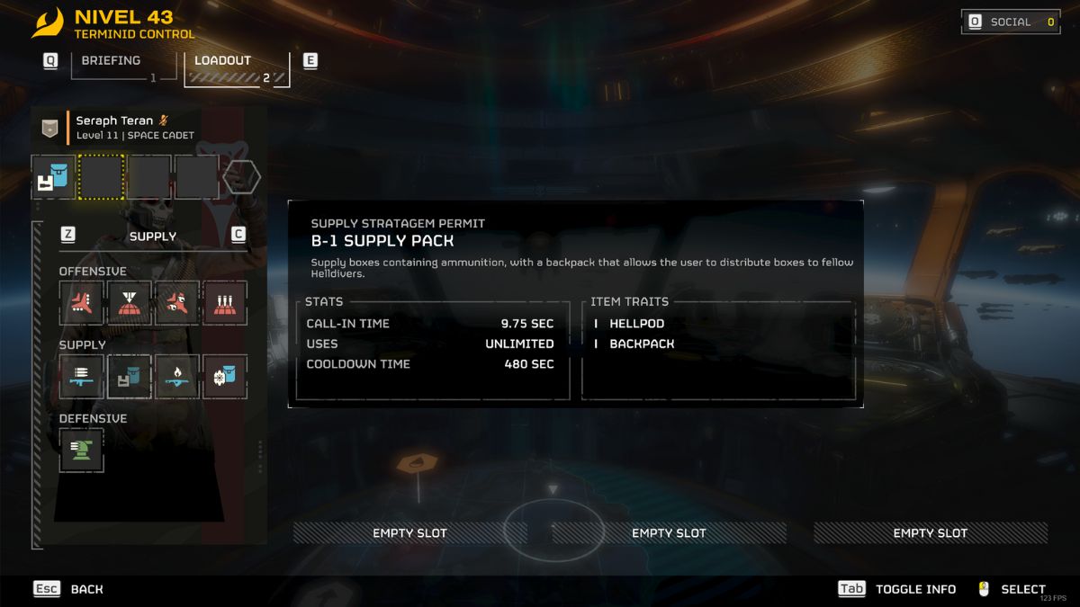 Helldivers 2 How to use supply pack - Player choosing supply pack stratagem.