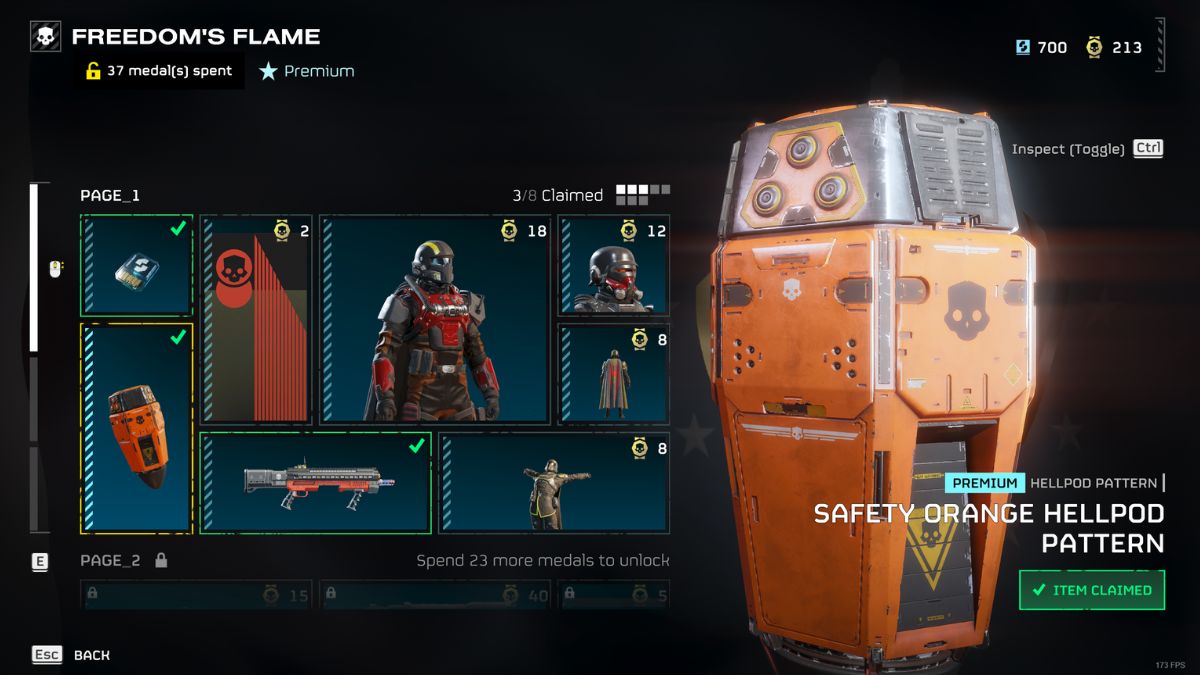 Helldivers 2 change mech and hellpod patterns - Player purchasing hellpod skin from in-game store