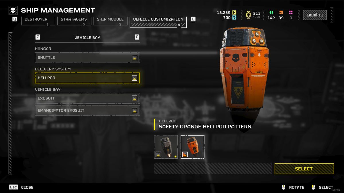 Helldivers 2 change mech and hellpod patterns - Player changing pattern on Hellpod.